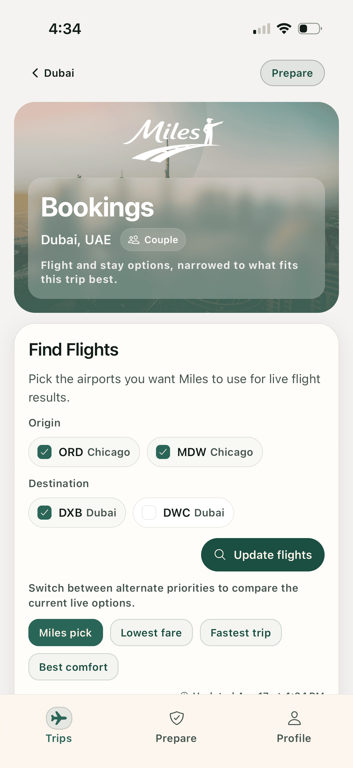 Miles bookings recommendations